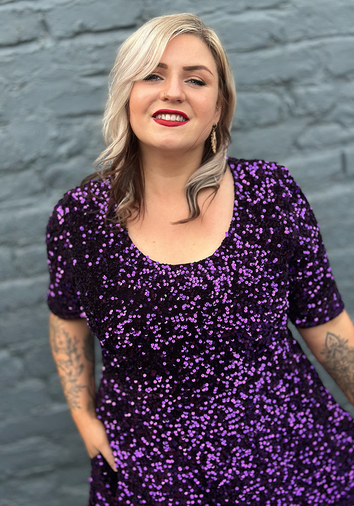 Laretta Purple Sequin Dress