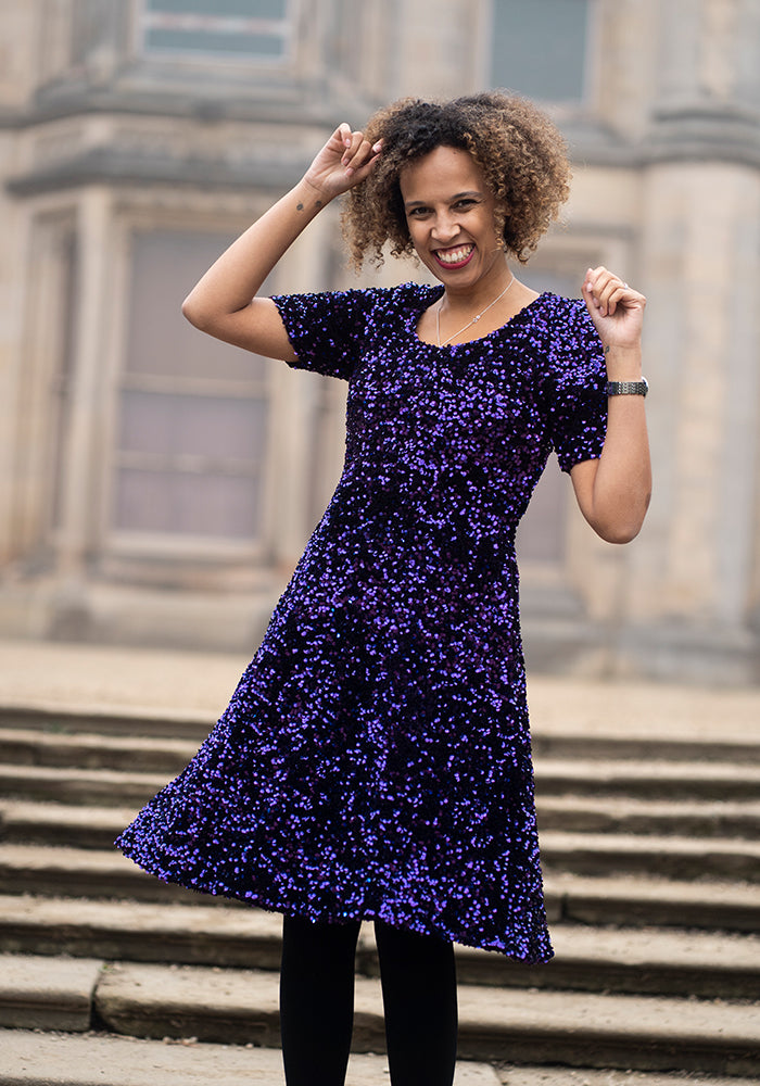 Laretta Purple Sequin Dress