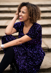 Laretta Purple Sequin Dress