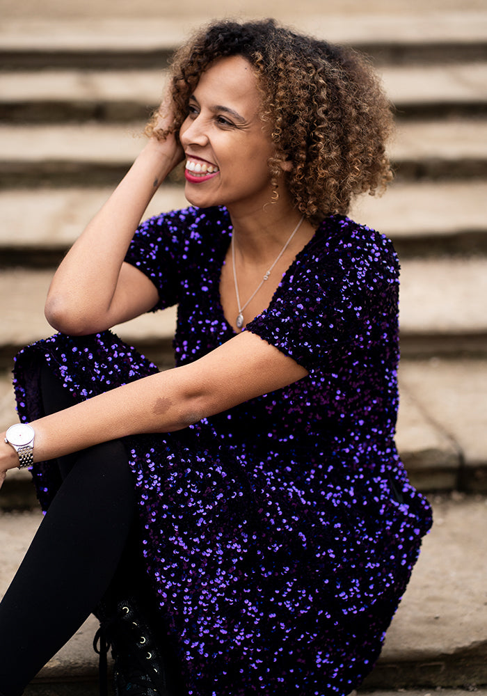 Laretta Purple Sequin Dress