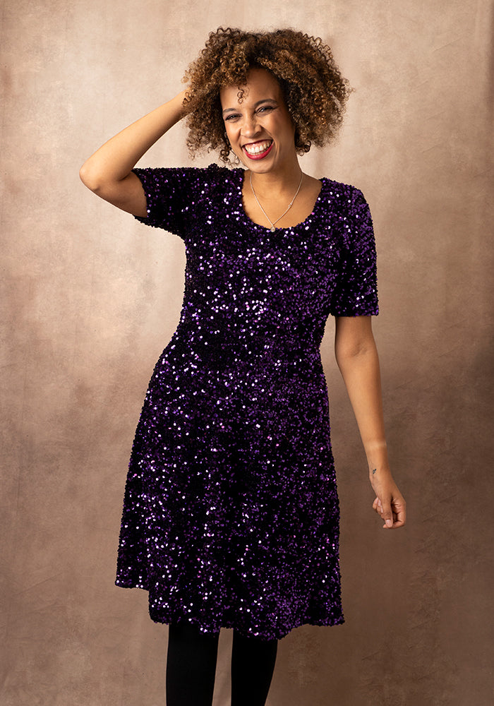 Laretta Purple Sequin Dress