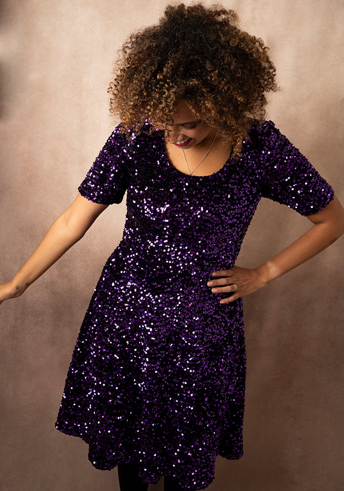 Laretta Purple Sequin Dress