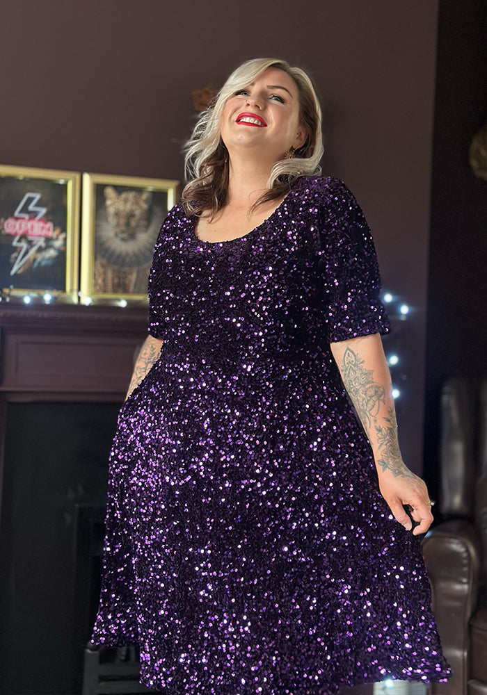 Laretta Purple Sequin Dress