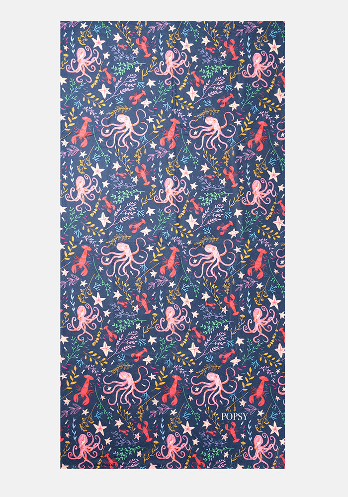 Front view of Large Octopus Print Towel