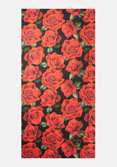 Large Red Rose Print Towel