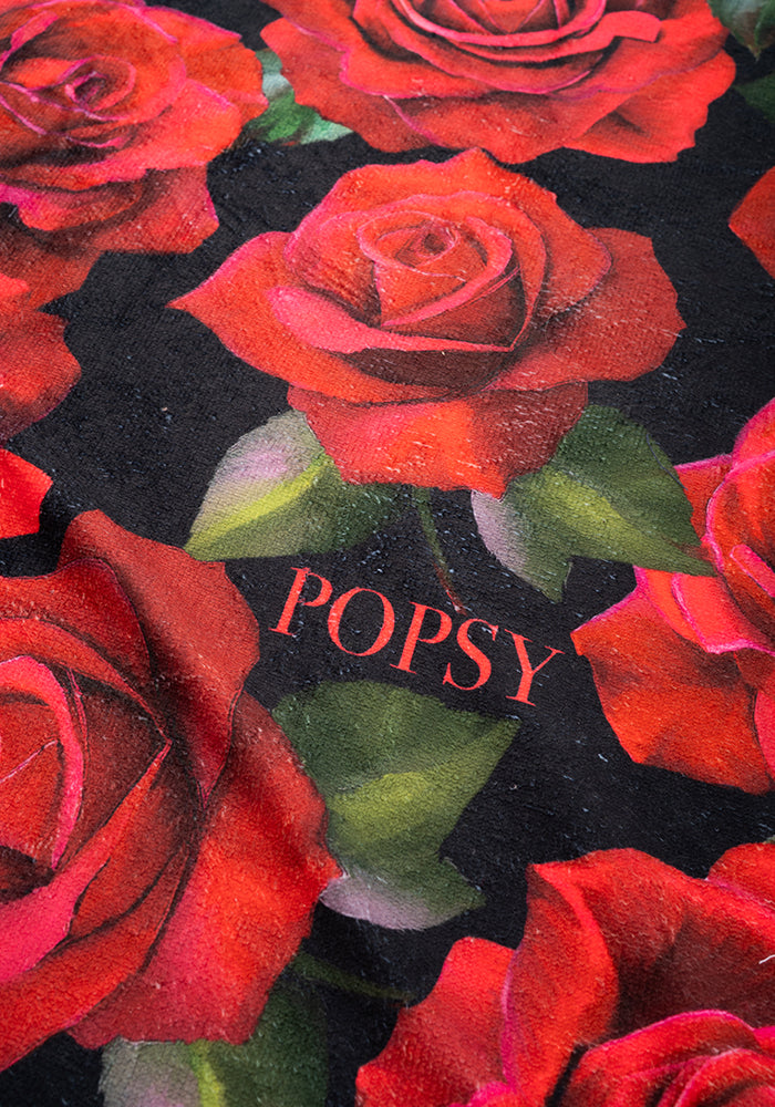 Large Red Rose Print Towel