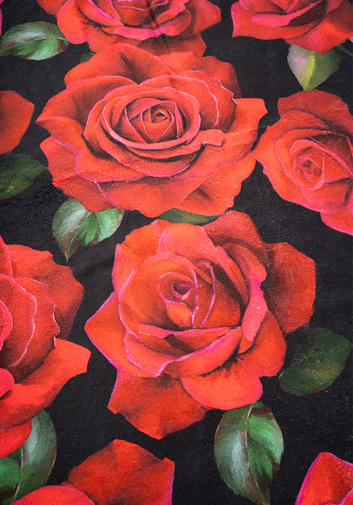 Large Red Rose Print Towel