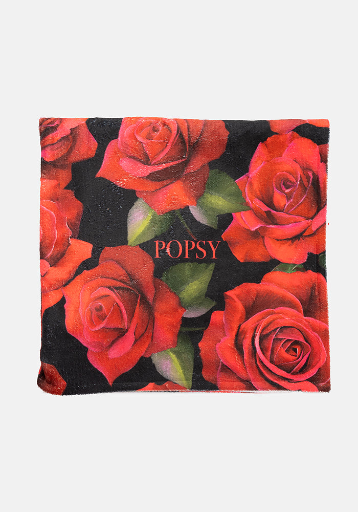 Large Red Rose Print Towel