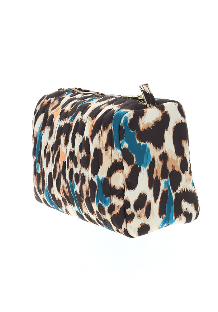 Large Scale Animal Print Quilted Makeup Bag
