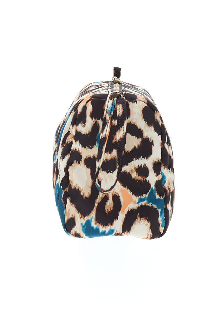 Large Scale Animal Print Quilted Makeup Bag