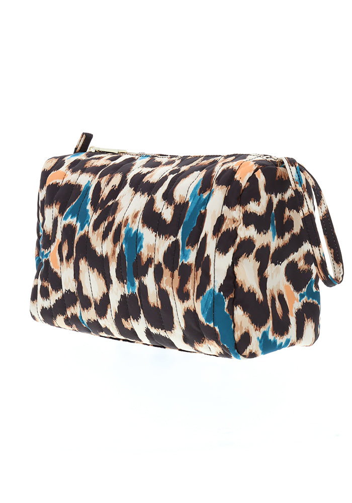 Large Scale Animal Print Quilted Makeup Bag