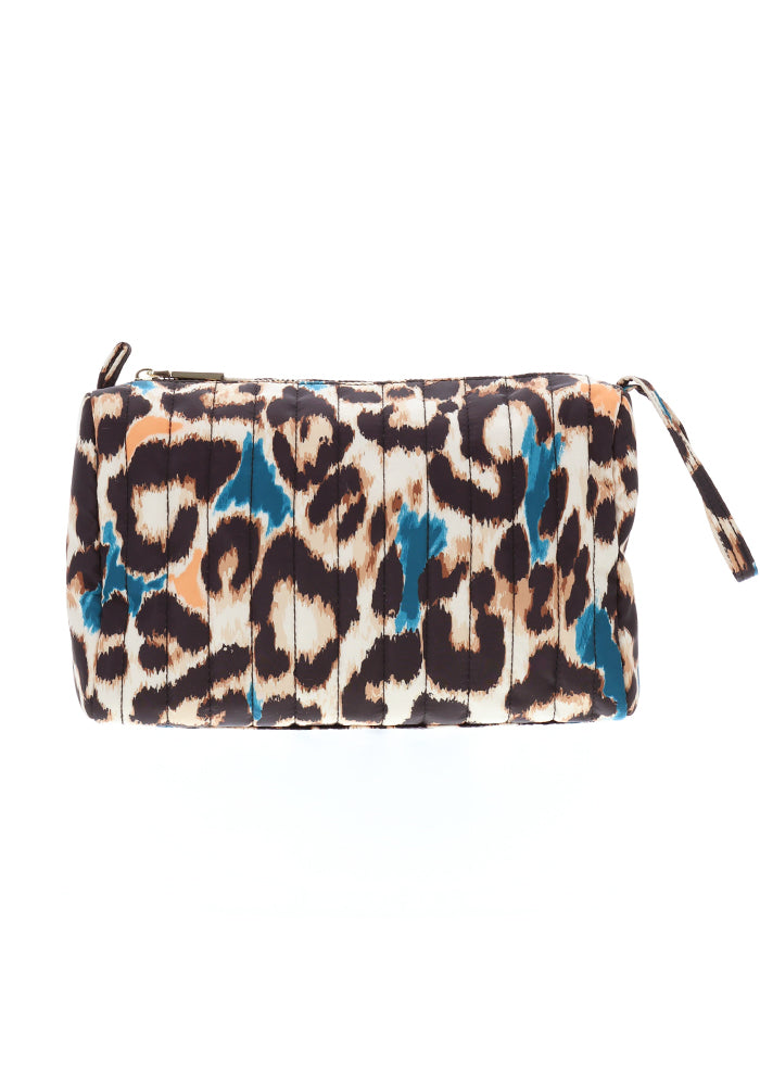 Large Scale Animal Print Quilted Makeup Bag