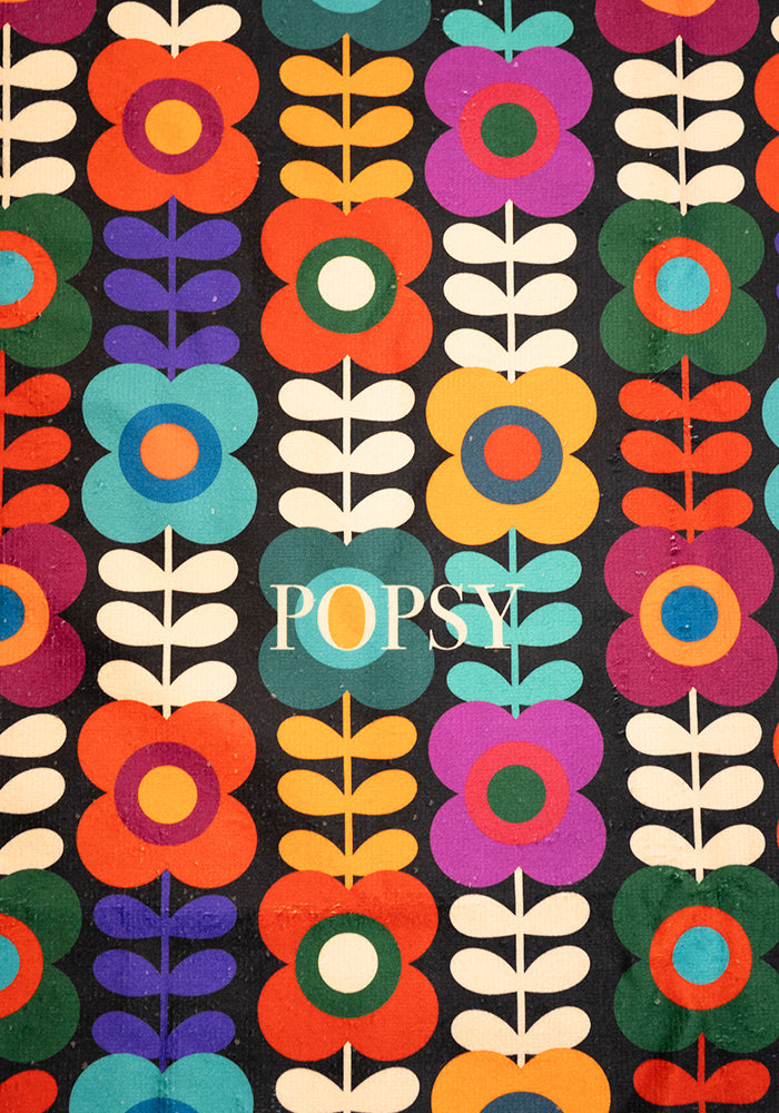 Second angle of Retro Flower Print Large Towel