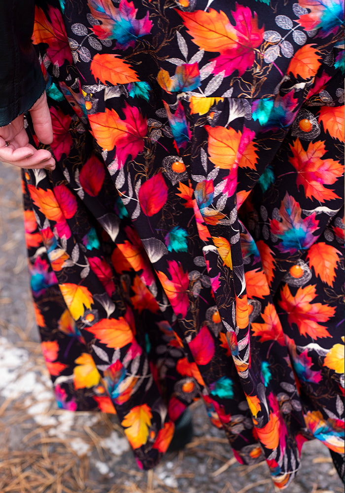 Laurie Fall Leaves Print Cotton Midaxi Dress