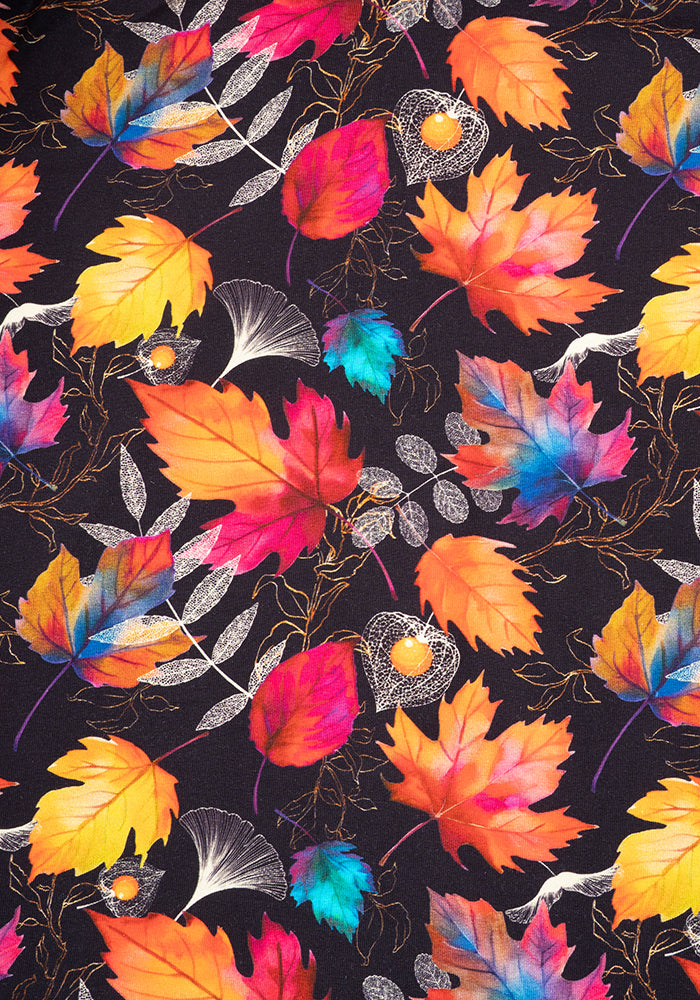 Laurie Fall Leaves Print Cotton Midaxi Dress