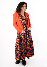 Laurie Fall Leaves Print Cotton Midaxi Dress