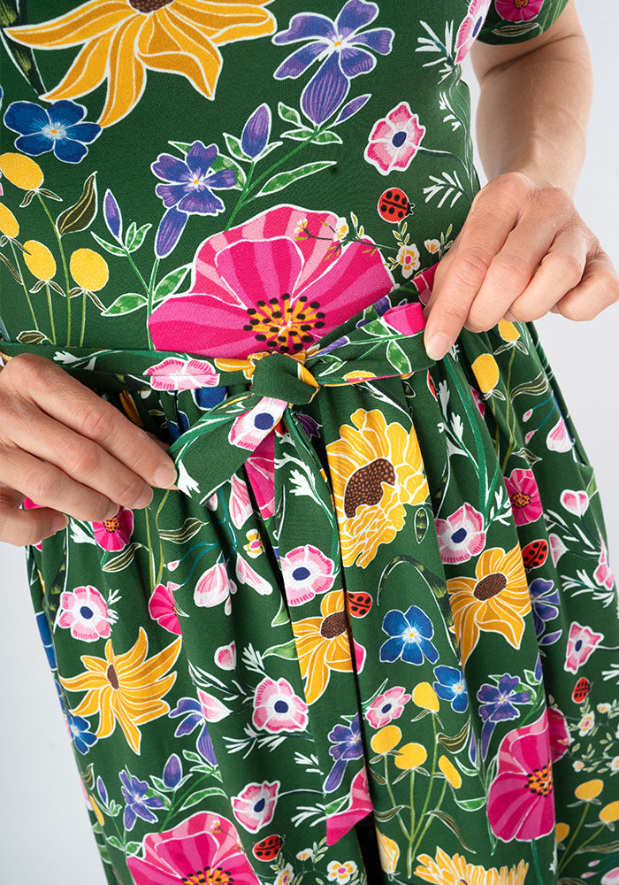 Laurinda Ladybird Floral Print Cotton Midaxi Dress