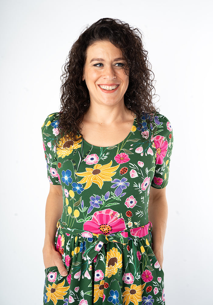 Laurinda Ladybird Floral Print Cotton Midaxi Dress
