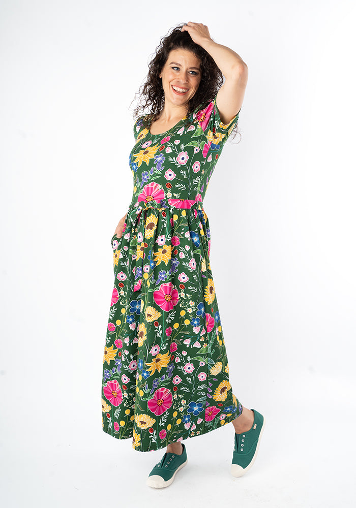 Laurinda Ladybird Floral Print Cotton Midaxi Dress