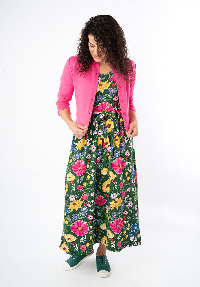 Laurinda Ladybird Floral Print Cotton Midaxi Dress