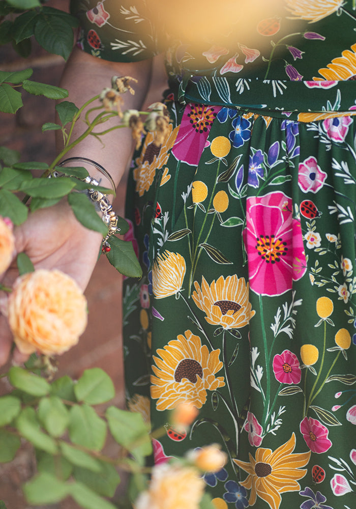 Laurinda Ladybird Floral Print Cotton Midaxi Dress