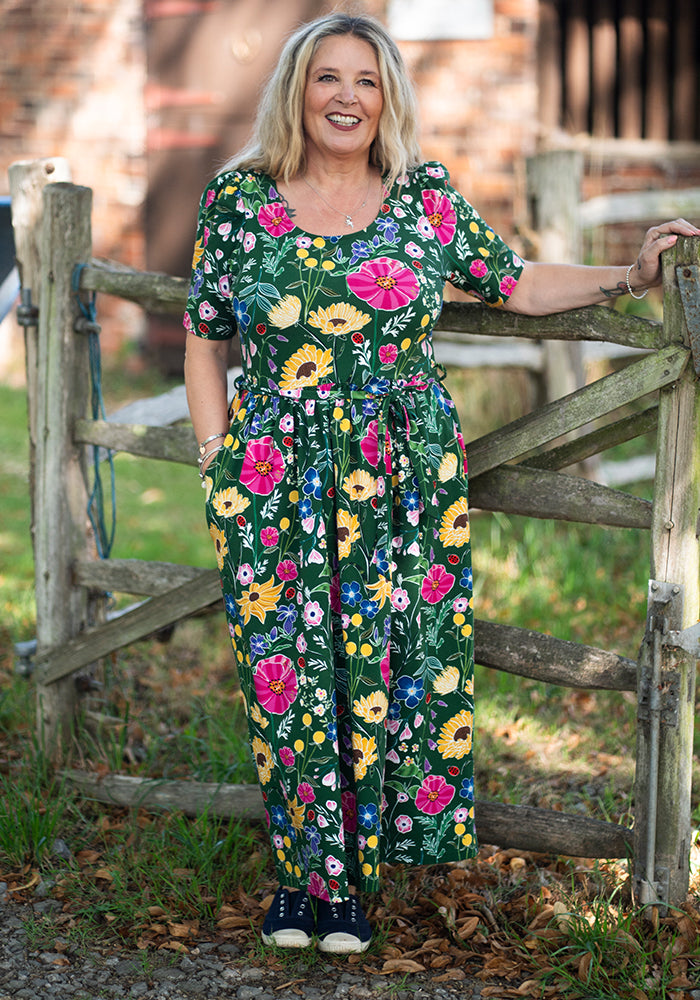 Laurinda Ladybird Floral Print Cotton Midaxi Dress