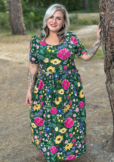 Laurinda Ladybird Floral Print Cotton Midaxi Dress