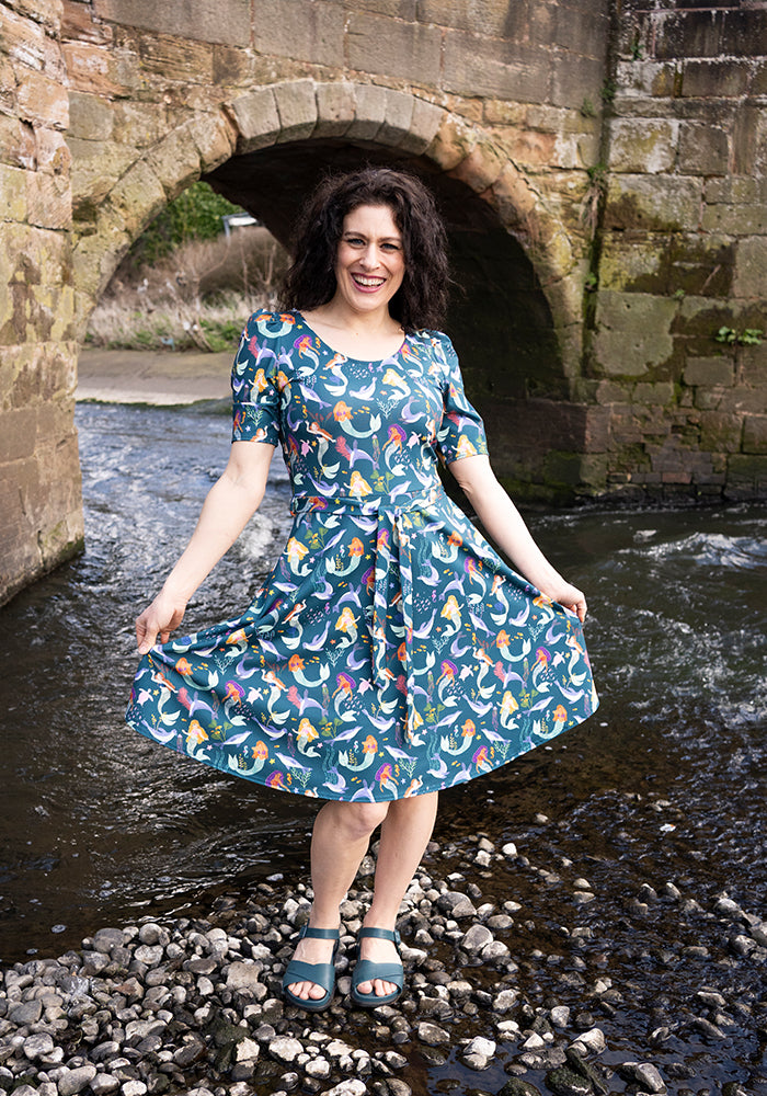 Lavender Mermaid & Seal Print Dress