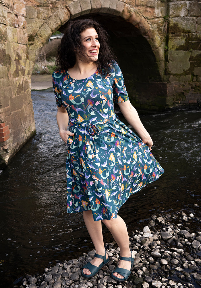 Lavender Mermaid & Seal Print Dress