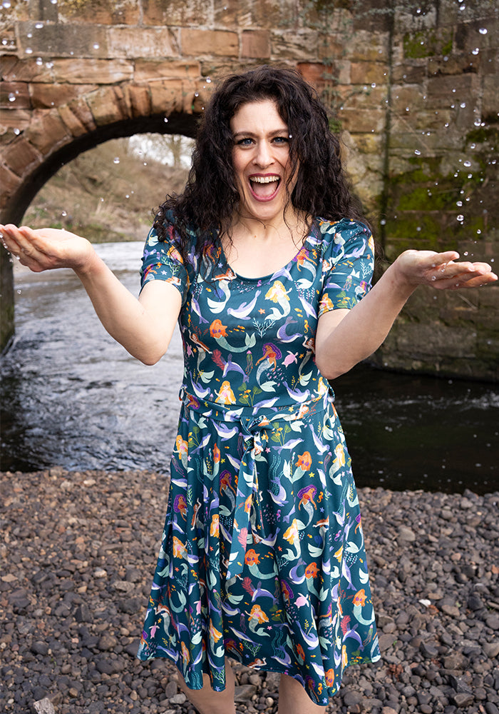 Lavender Mermaid & Seal Print Dress