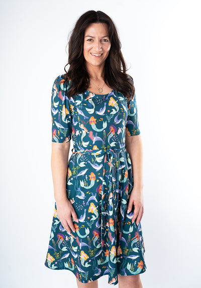 Lavender Mermaid & Seal Print Dress
