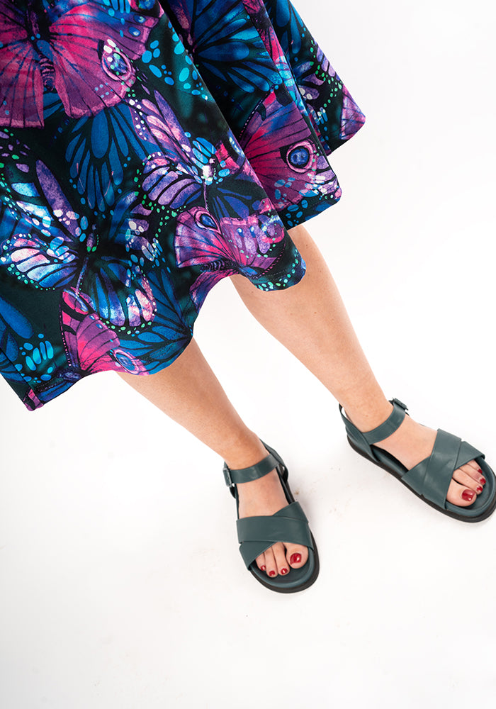 Lavenia Butterfly Print Cotton Trapeze Dress