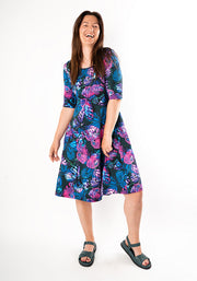 Lavenia Butterfly Print Cotton Trapeze Dress