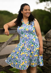 Laya Lemon Tile Print Cotton Dress
