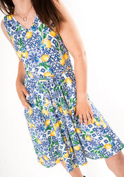 Laya Lemon Tile Print Cotton Dress
