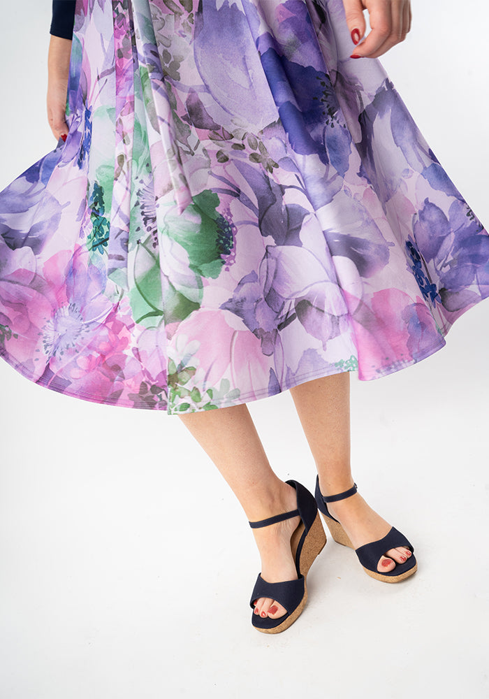 Teddi Layered Water Coloured Floral Print Swing Dress