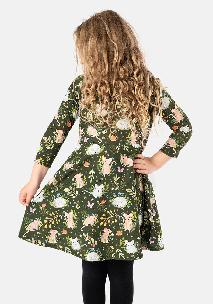 Children's Autumn Mice Print Dress (Layla)