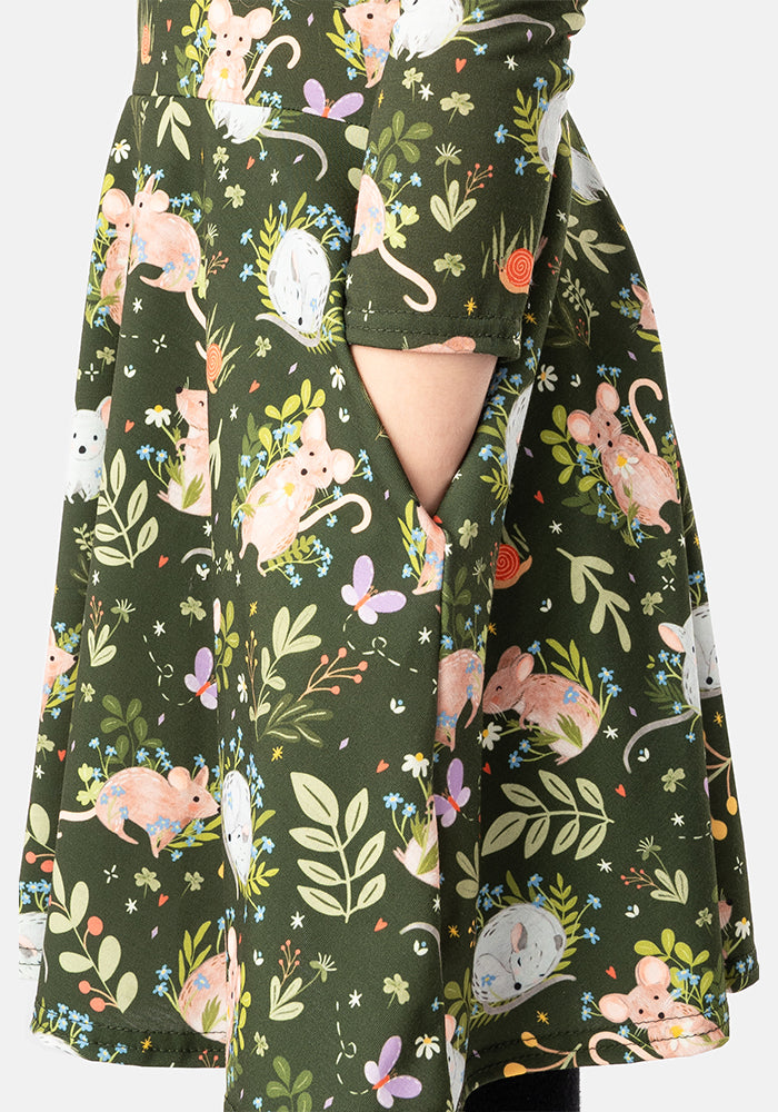 Children's Autumn Mice Print Dress (Layla)