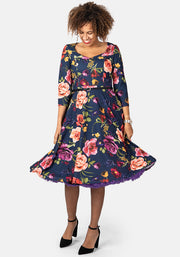 Layne Vintage Floral Print Swing Dress