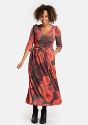 Lea Abstract Ammonite Print Midaxi Dress