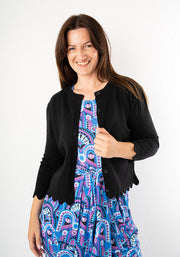 Leana Blue Handpainted Deco Print Dress