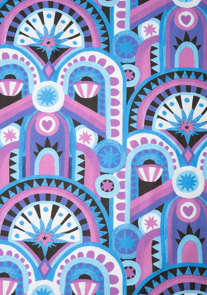 Second angle of Leana Blue Handpainted Deco Print Dress