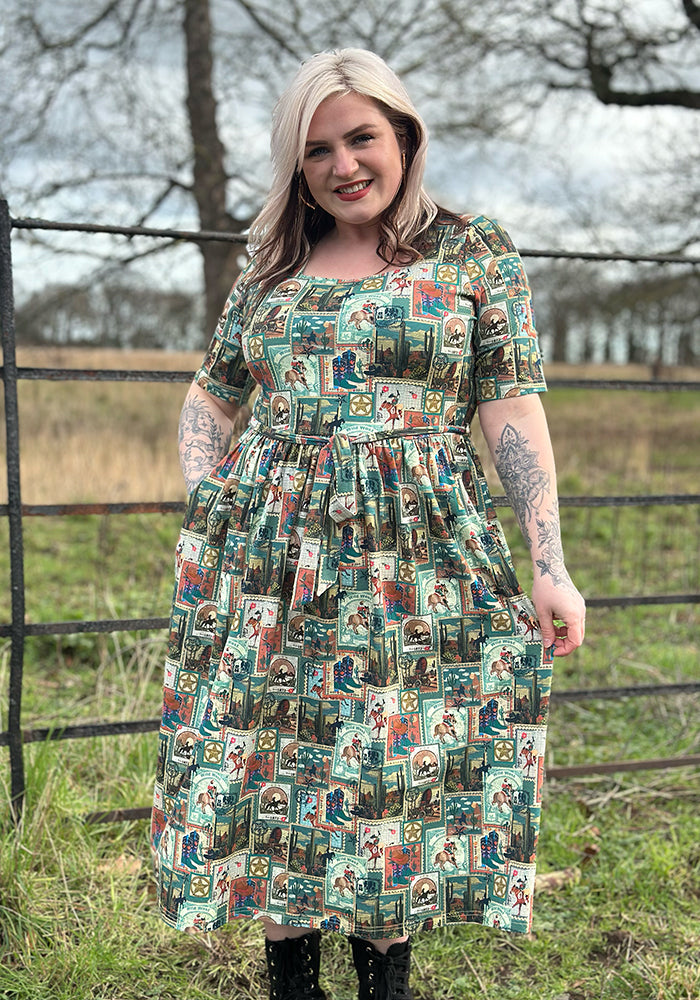 Sixth angle of Leila Wild West Print Cotton Midi Dress