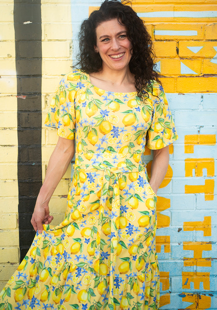 Eleventh angle of Avani Lemon Print Square Neck Jersey Top