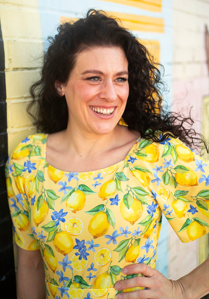 Fifth angle of Avani Lemon Print Square Neck Jersey Top