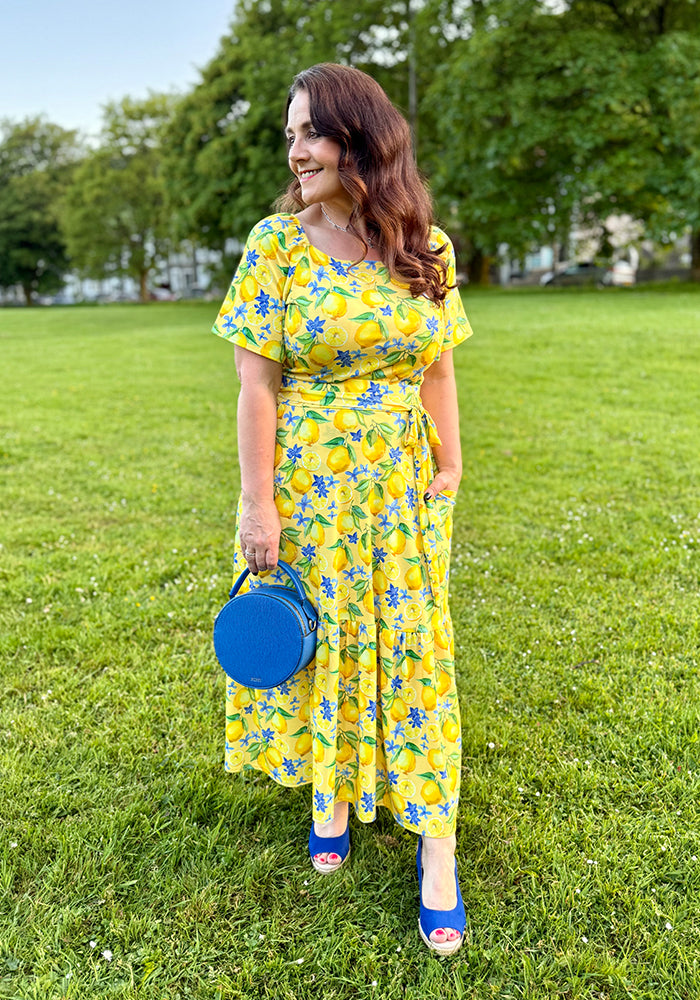 Seventh angle of Avani Lemon Print Square Neck Jersey Top