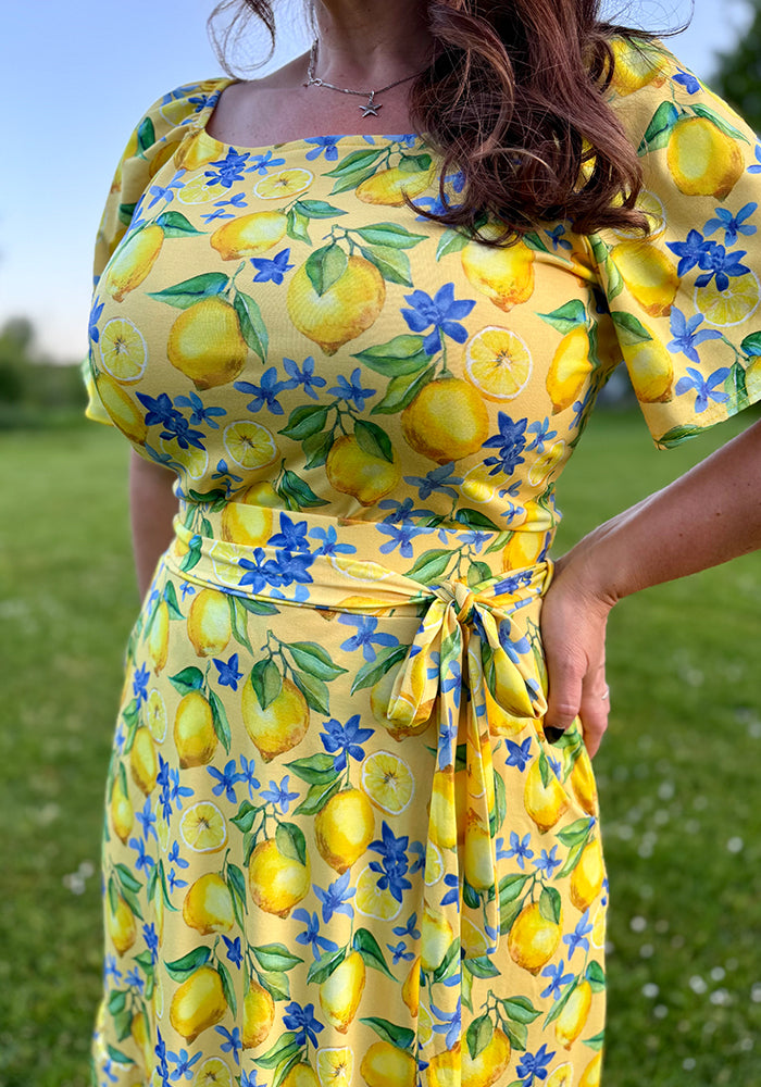 Tenth angle of Avani Lemon Print Square Neck Jersey Top