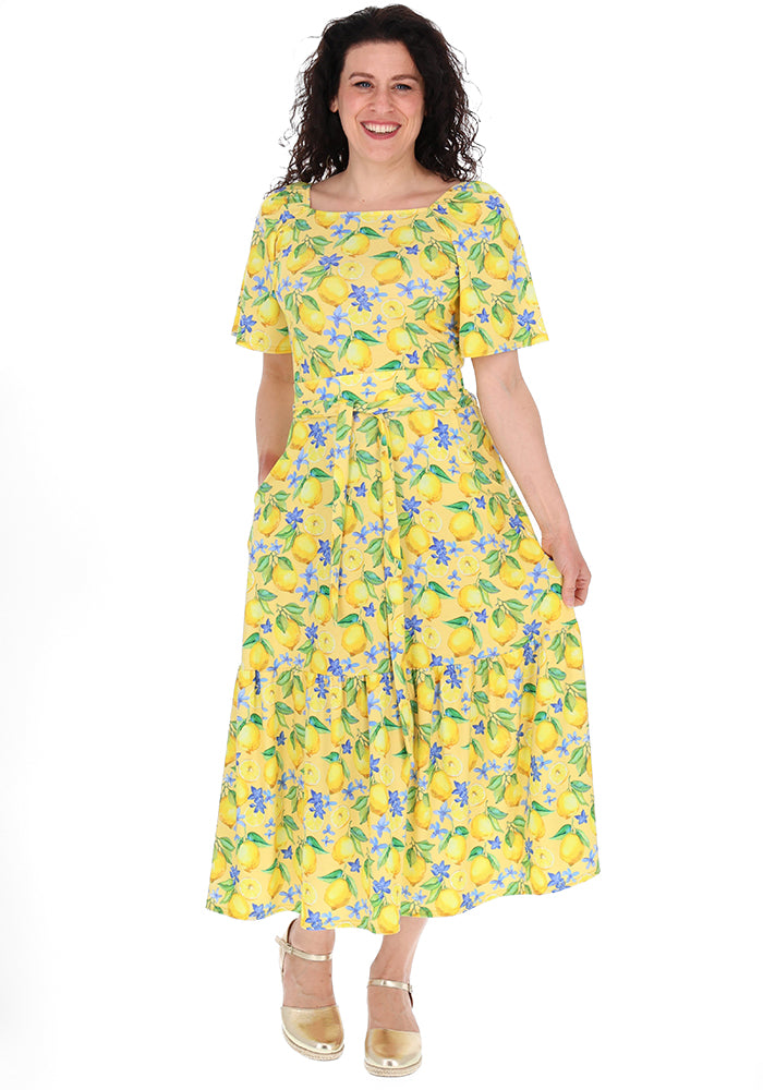 Ninth angle of Aramis Lemon Print Tiered Hem Jersey Midi Skirt