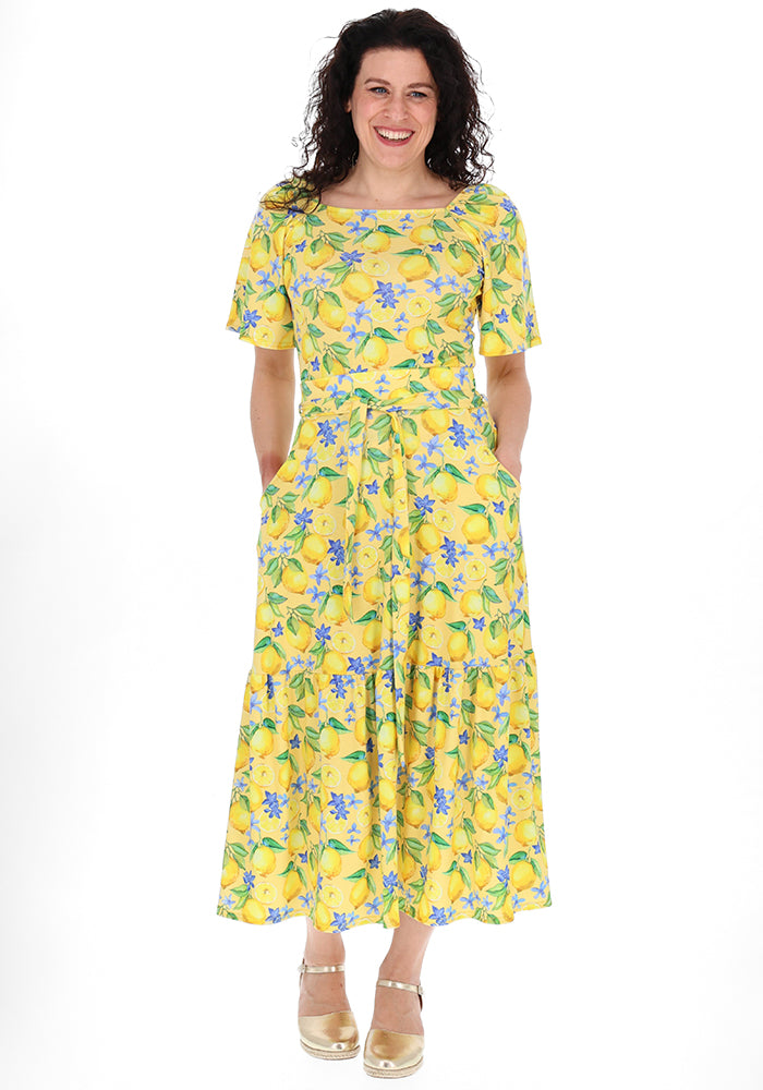 Sixth angle of Avani Lemon Print Square Neck Jersey Top