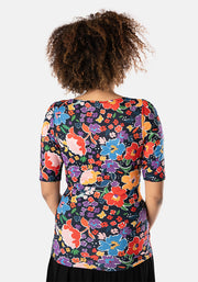 Lenna Floral Wrap Neck Top